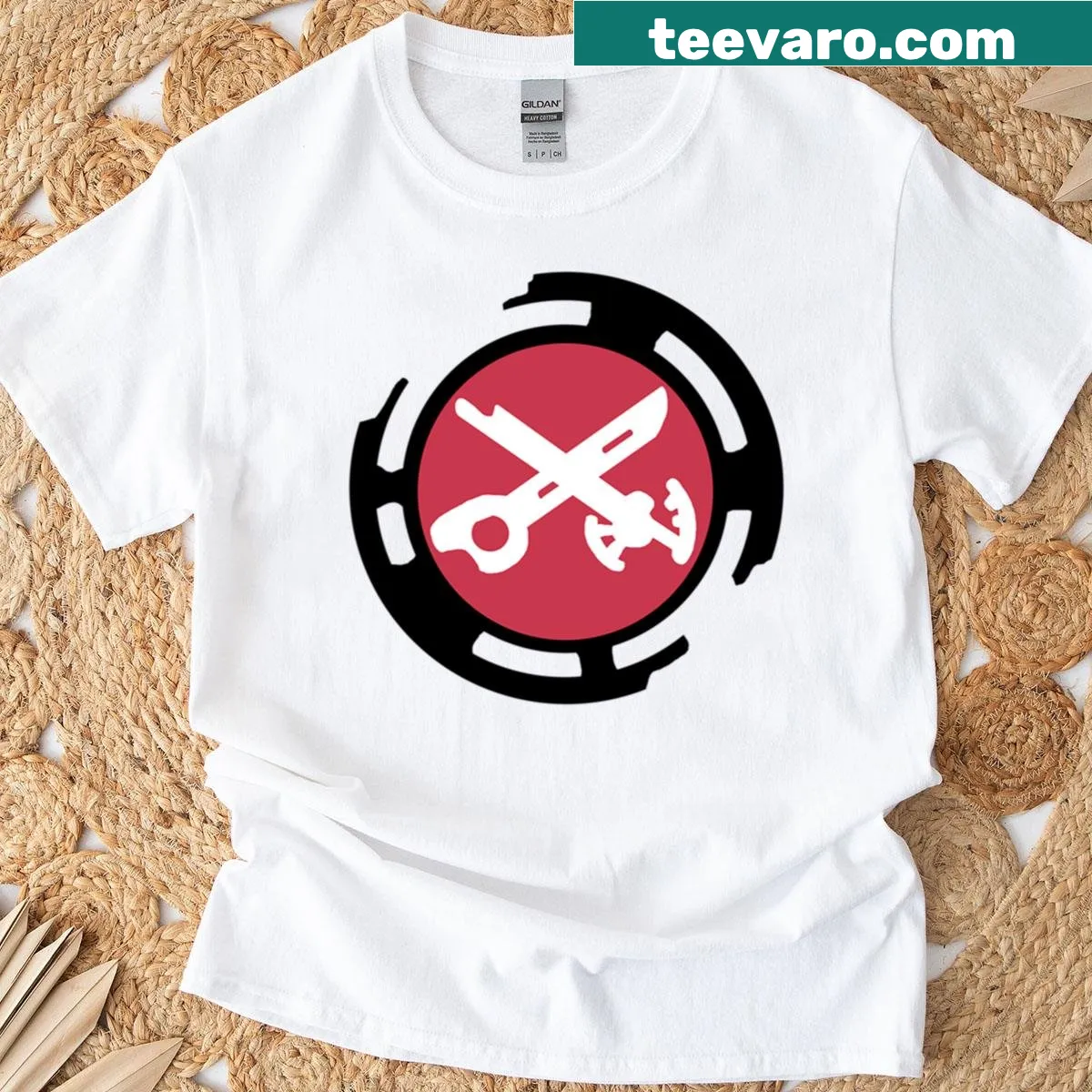 T-shirt featuring the battle icon graphic from Xenoblade. — on a men's t-shirt