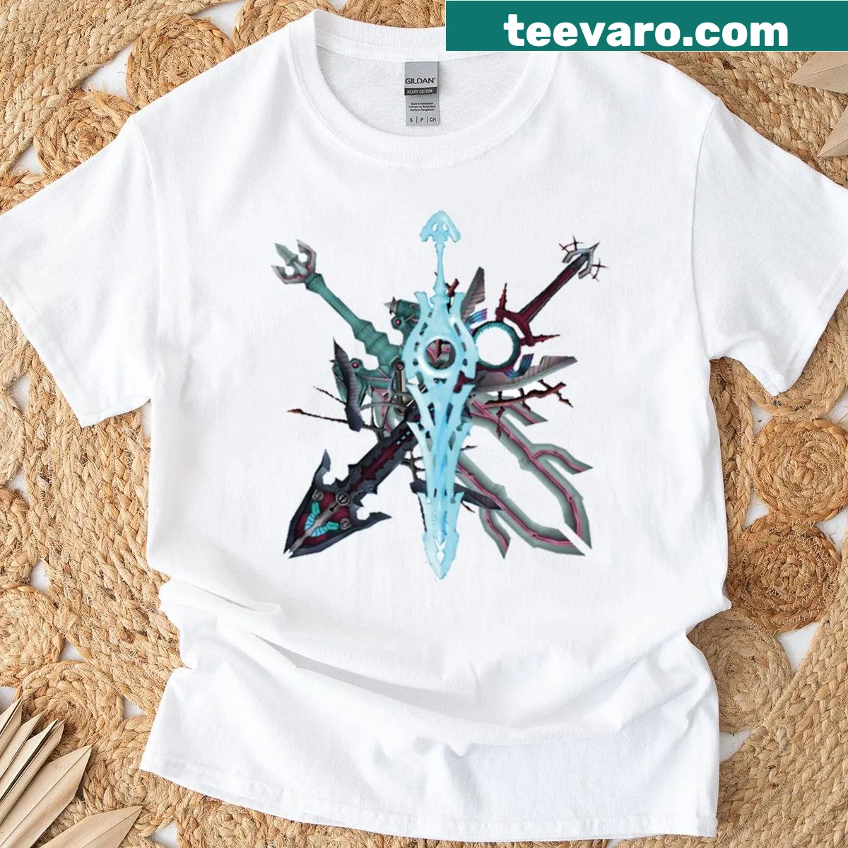 T-shirt showcasing iconic blades from Xenoblade — on a men's t-shirt