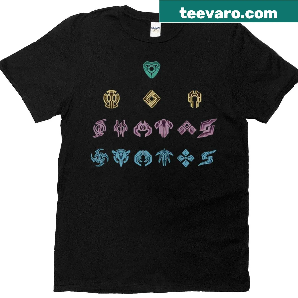 Xenoblade Chronicles X Classes graphic t-shirt featuring class symbols — on a men's t-shirt