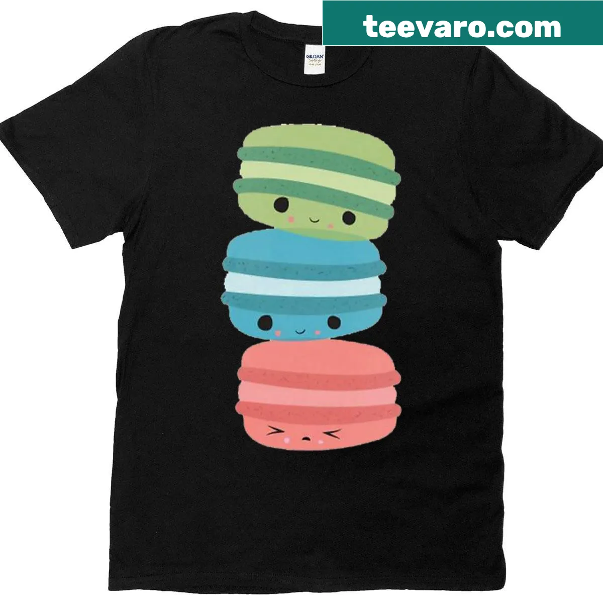 Cartoon macaron cheerleading team graphic on a cute t-shirt — on a men's t-shirt