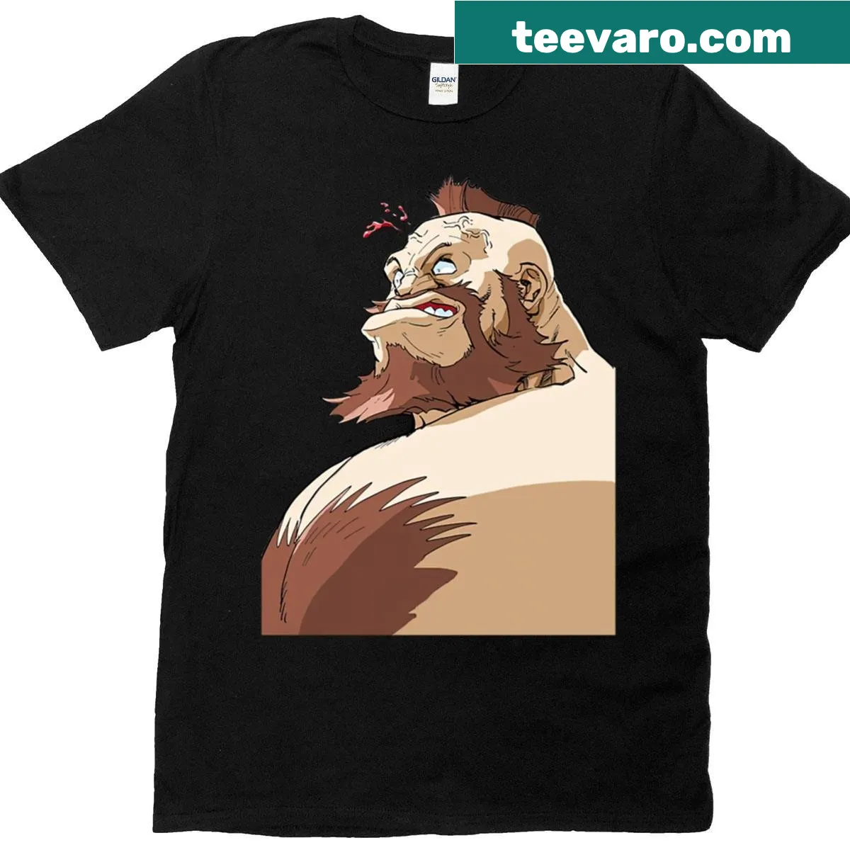 Portrait of Zangief from Alpha 3 captured in a striking illustration. — on a men's t-shirt