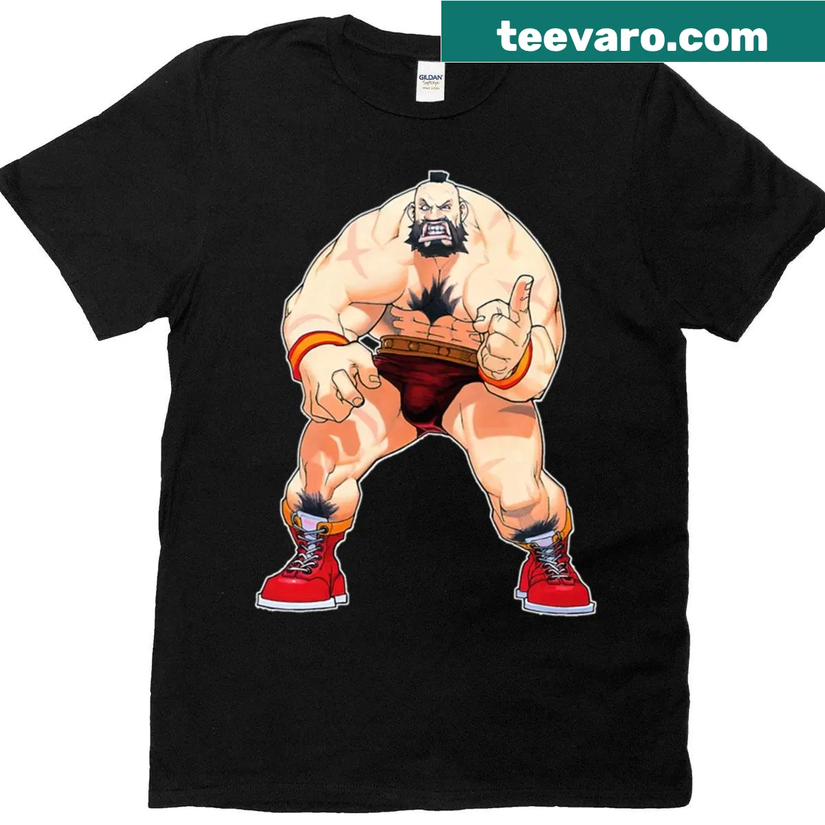 Illustration of Zangief from Street Fighter on a T-shirt — on a men's t-shirt