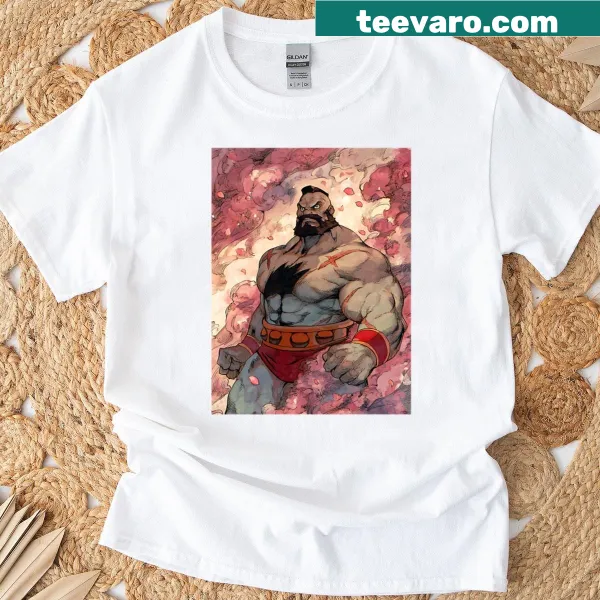 Illustration of Zangief from Street Fighter on a T-shirt