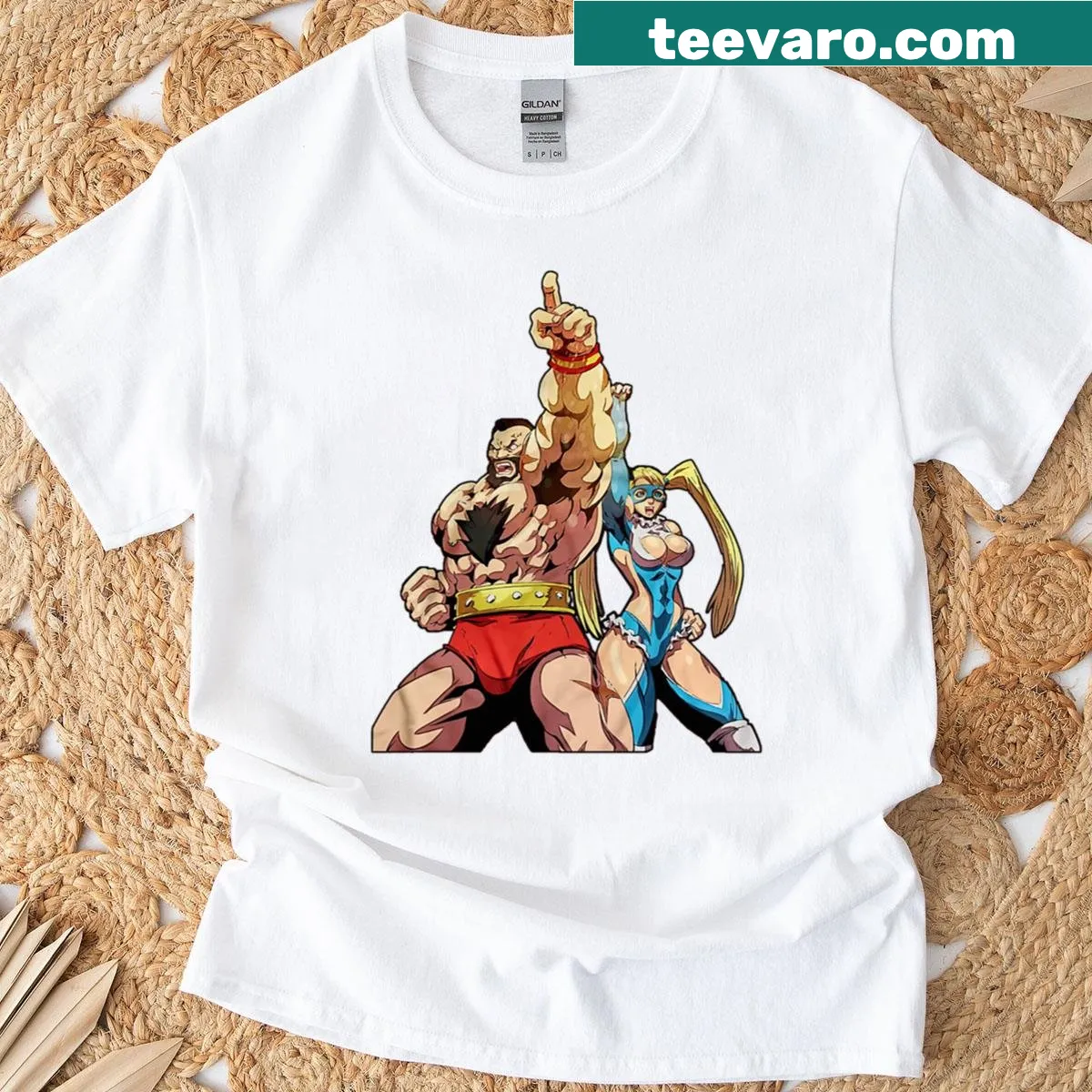 Zangief and R Mika illustration T-shirt for gaming enthusiasts — on a men's t-shirt