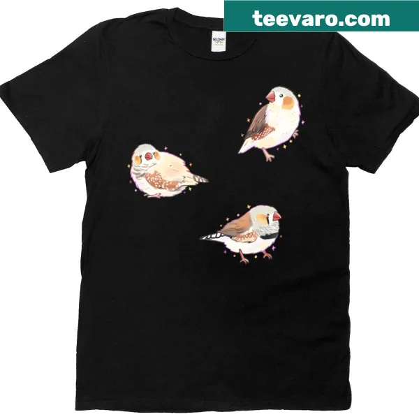 Playful zebra finch pack illustration on a t-shirt