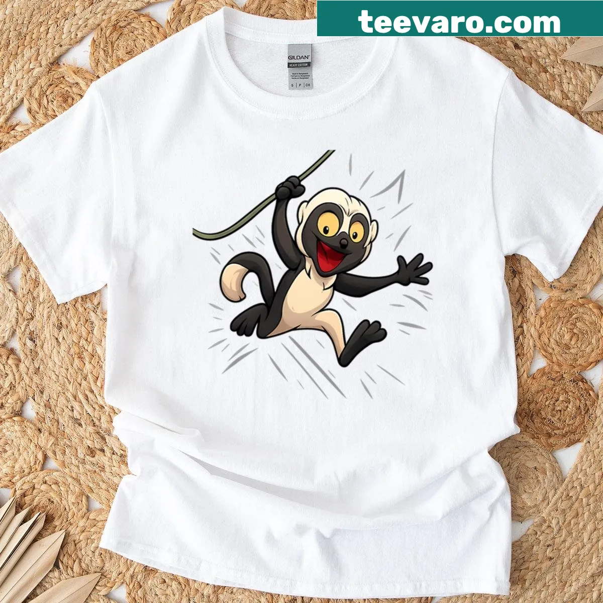 Oversized Zoboomafoo shirt featuring a swinging graphic for fun wear. — on a men's t-shirt