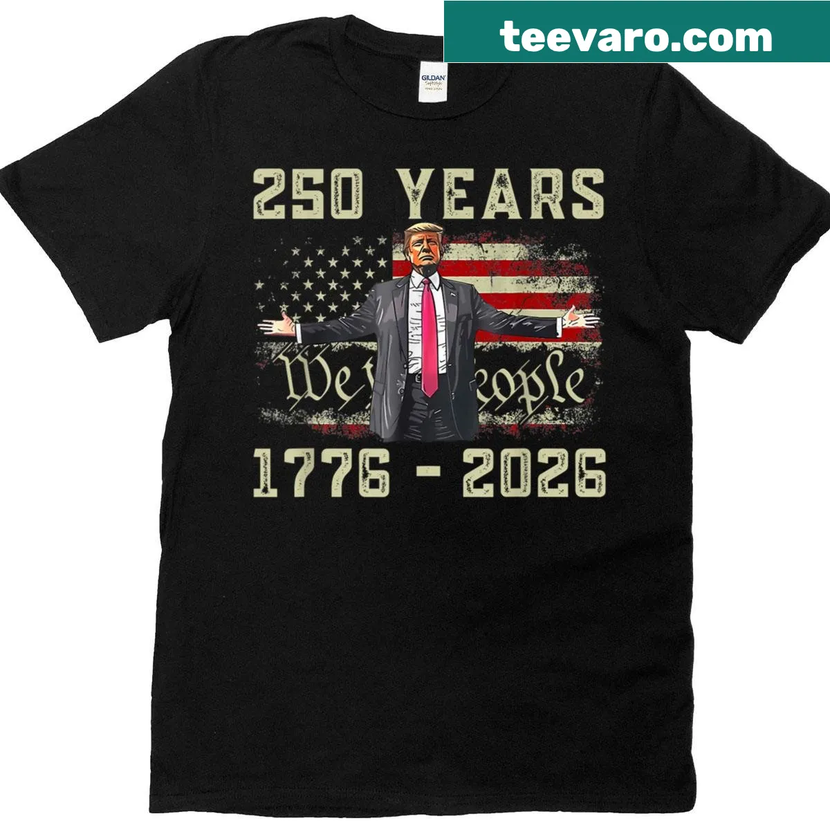 Patriotic t-shirt celebrating the 250th birthday of the USA — on a men's t-shirt