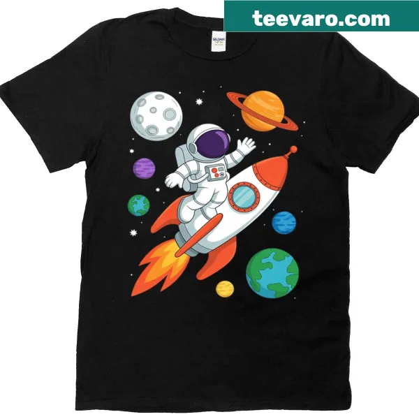Space-themed birthday shirt for a 5-year-old boy