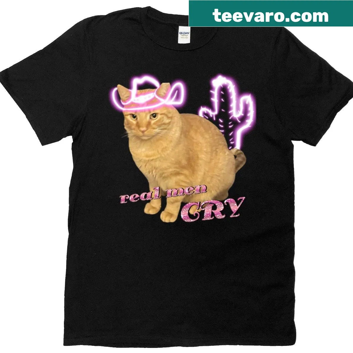Whimsical illustration of Tombo the Cat on a T-shirt — on a men's t-shirt