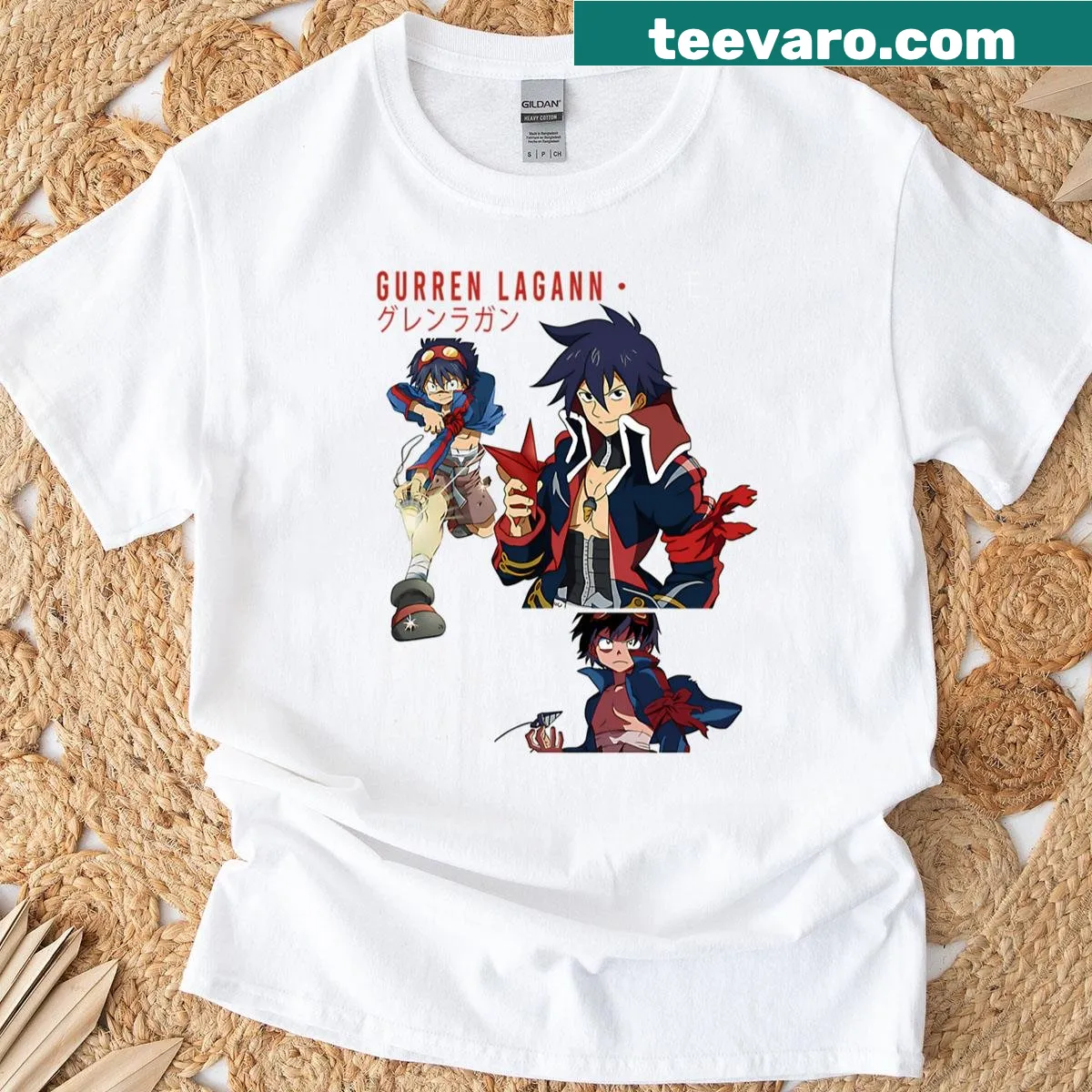 Cartoon graphic t-shirt inspired by action films and anime — on a men's t-shirt