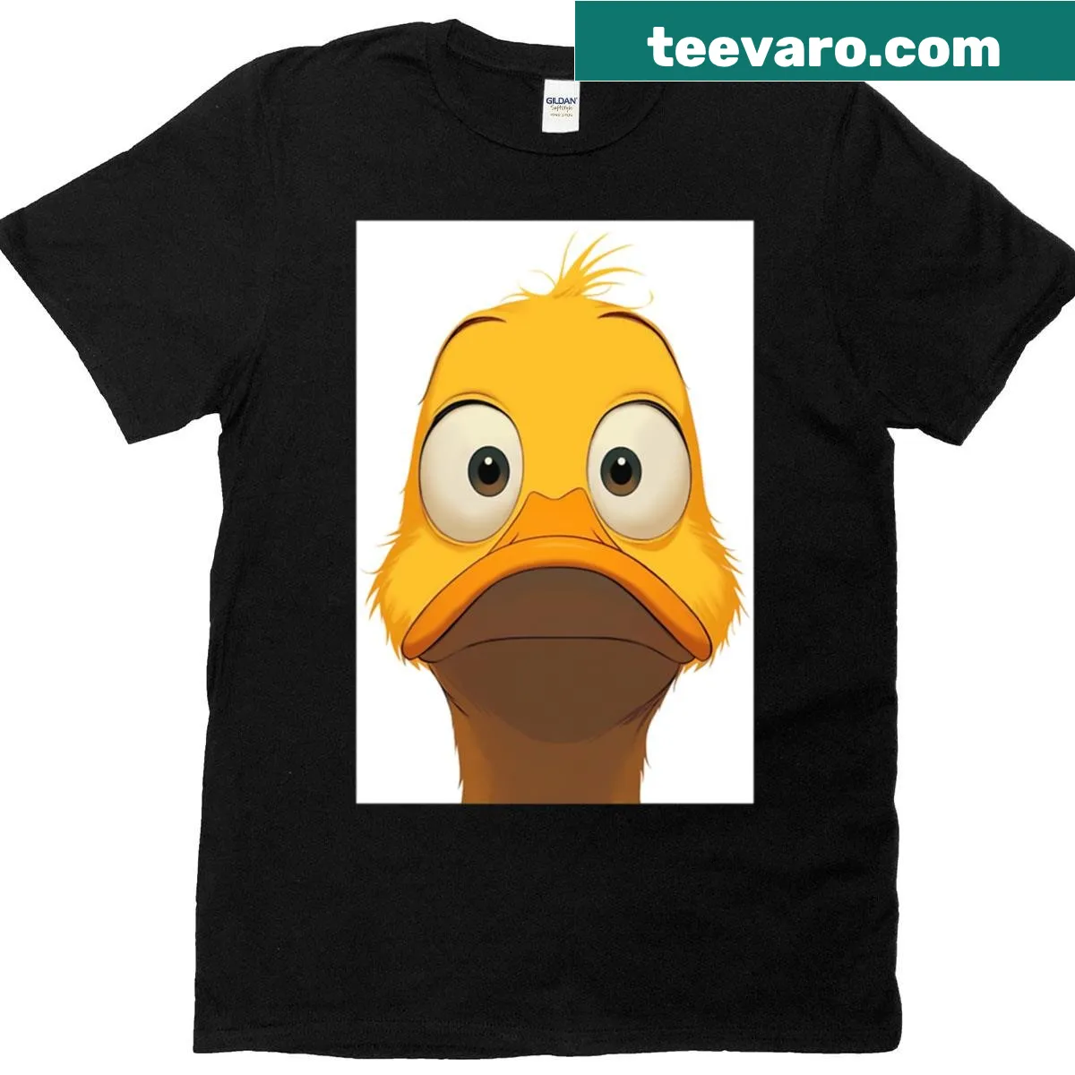 Oversized T-shirt with adorable cartoon duck design — on a men's t-shirt