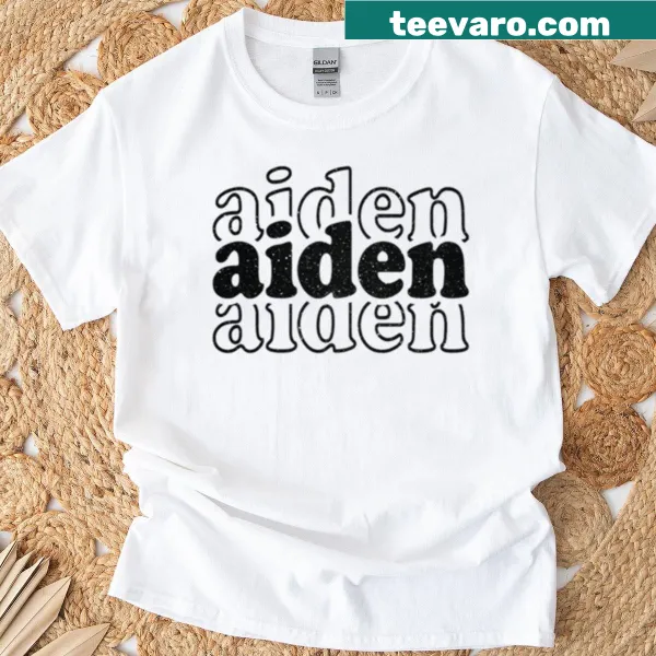Personalized T-shirt with the name Aiden in stylish typography.