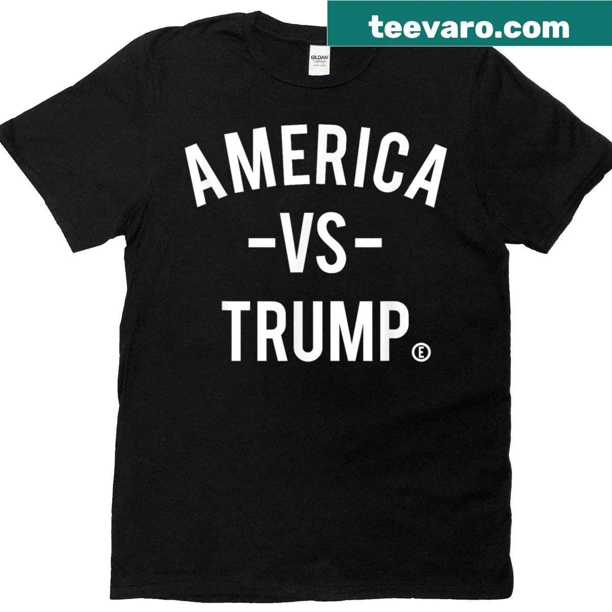 Humorous T-shirt depicting America versus Trump theme. — on a men's t-shirt