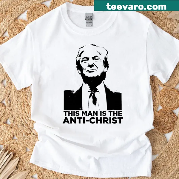 Anti-Trump Anti-Christ text graphic on t-shirt