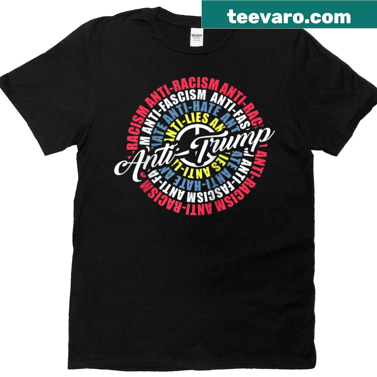 Anti Trump Resist 2024 raglan shirt with bold text — on a men's t-shirt