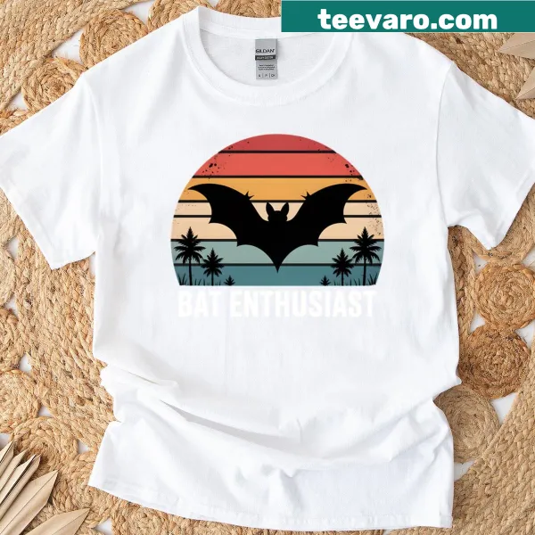 Retro Halloween bat design T-shirt featuring whimsical graphics