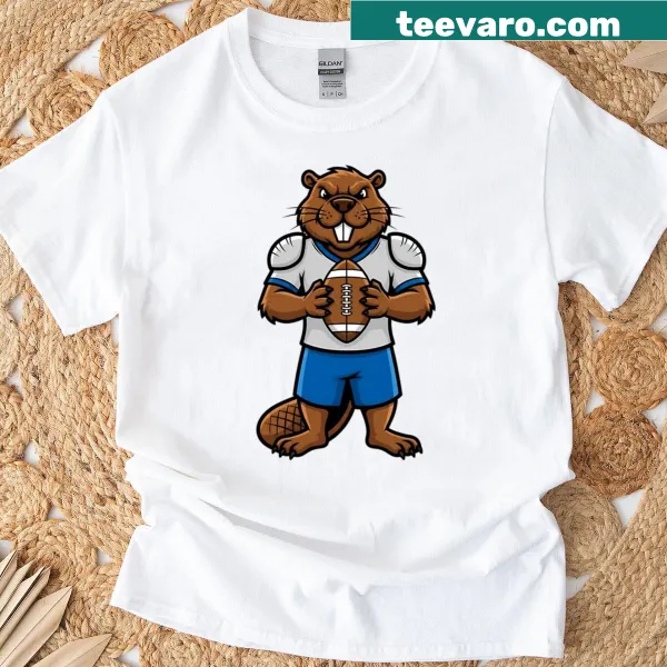 Oversized T-shirt with Beaver football mascot illustration