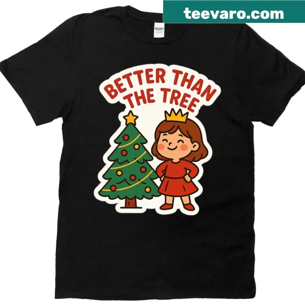 Festive illustration of a girl celebrating Christmas on a t-shirt