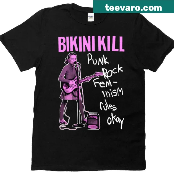 Punk rock T-shirt with Feminism Rules Okay graphic
