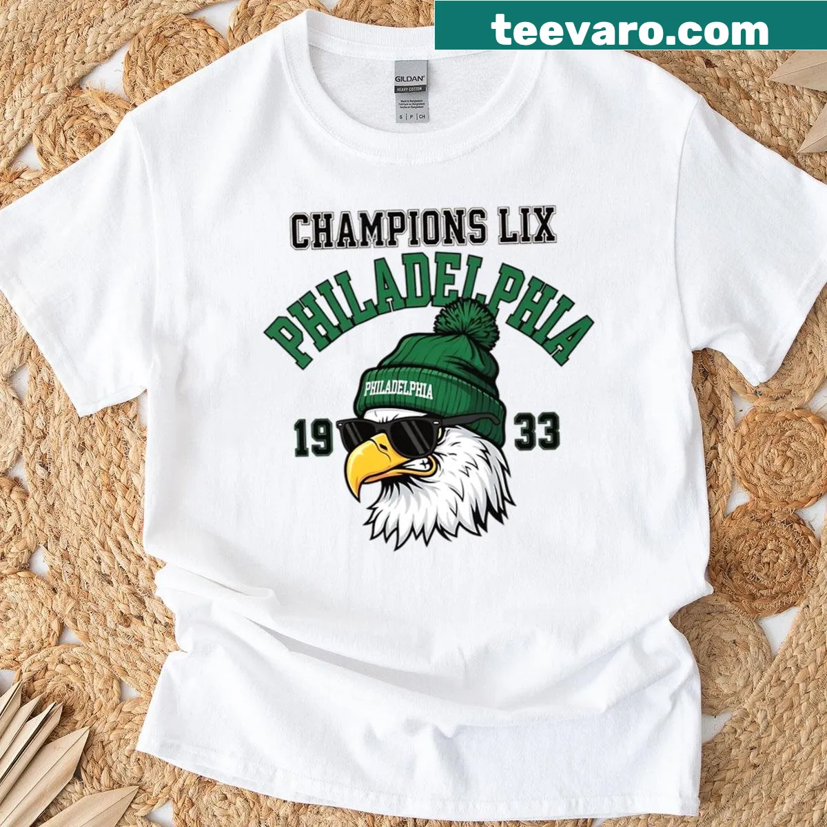Football champion design t-shirt featuring 'Bird Gang' graphic — on a men's t-shirt