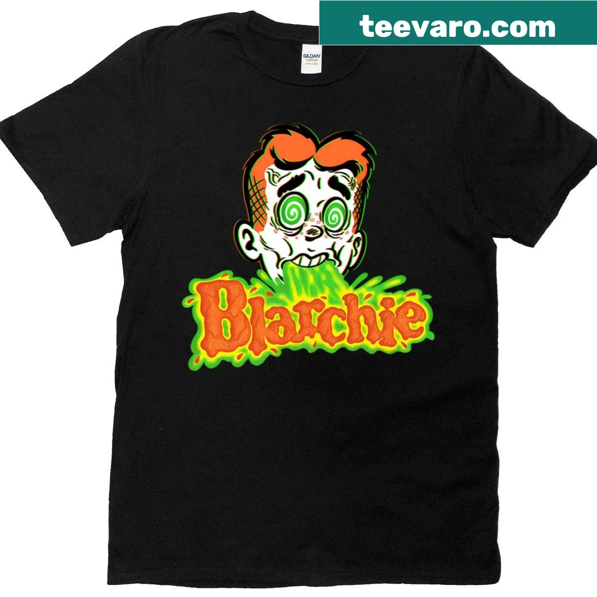 Retro trippy graphic T-shirt with a whimsical design — on a men's t-shirt