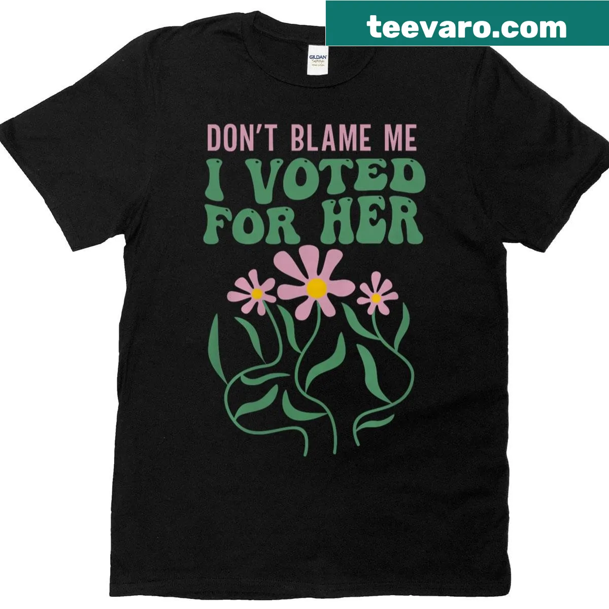 Boho Flowers Anti Trump 2024 shirt with bold text — on a men's t-shirt