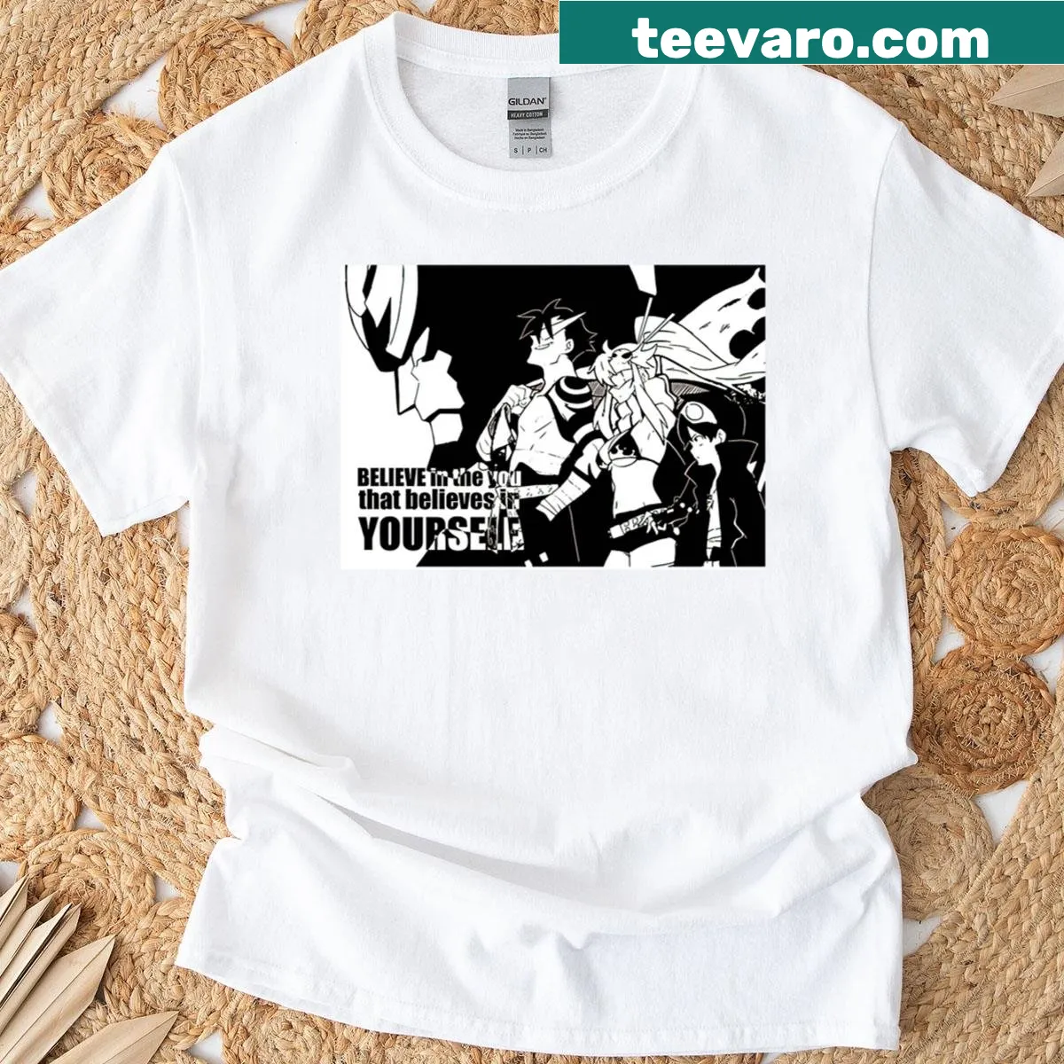 Vintage action T-shirt with cartoon anime design — on a men's t-shirt