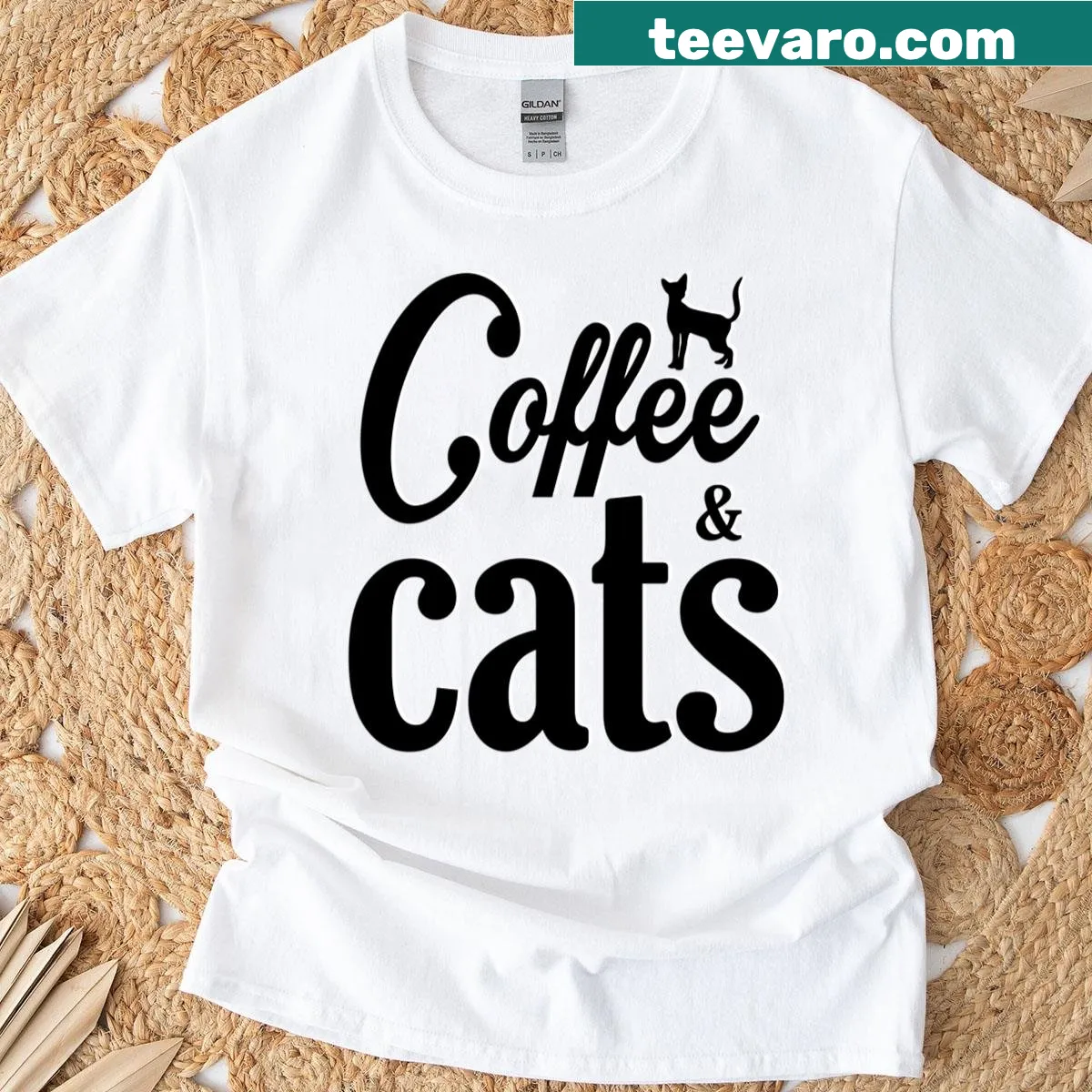 Typography design of cats and coffee on a fun t-shirt — on a men's t-shirt