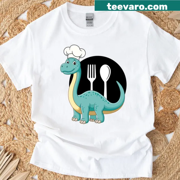 Cute chef dinosaur graphic on a T-shirt