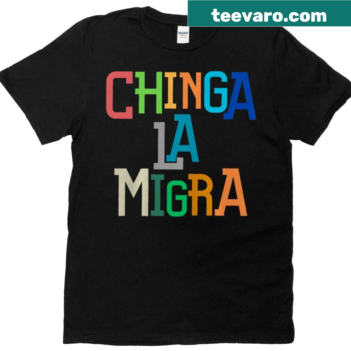 Funny anti-Trump T-shirt with 'Chinga La Migra' slogan — on a men's t-shirt