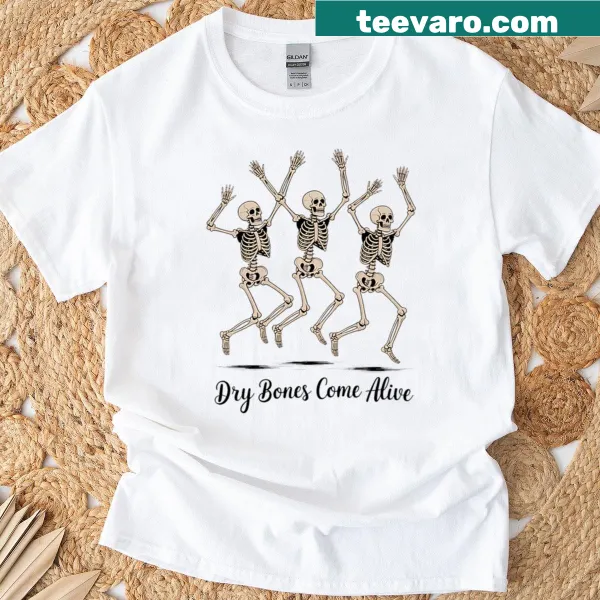 Dancing skeleton with a Bible verse themed design for Halloween