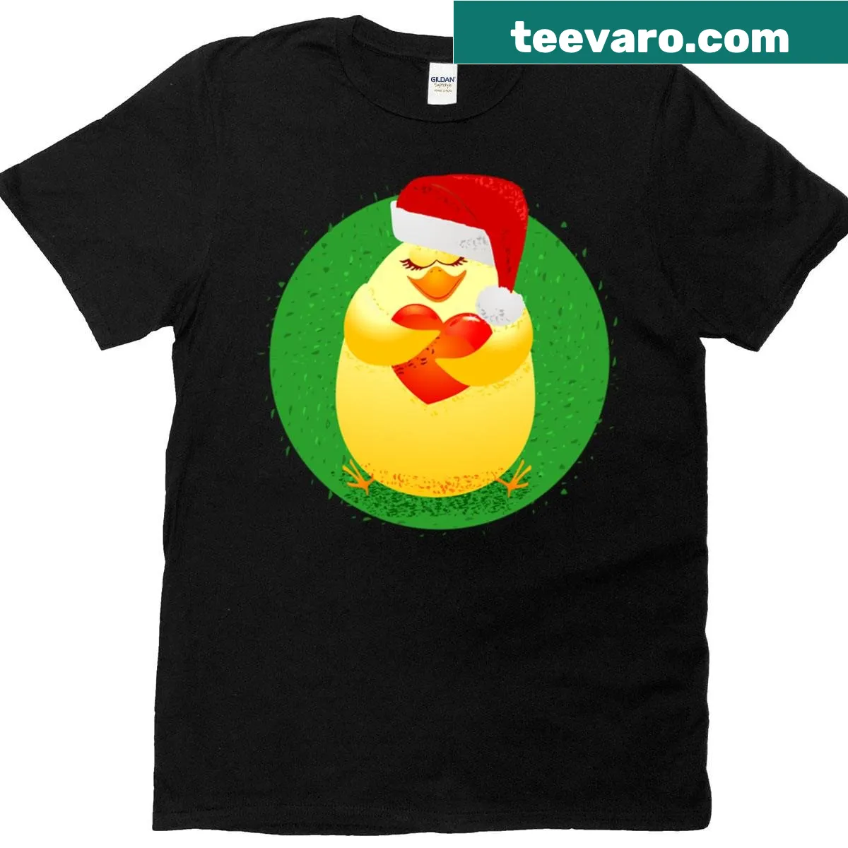 Cute Christmas chick t-shirt with festive decorations — on a men's t-shirt