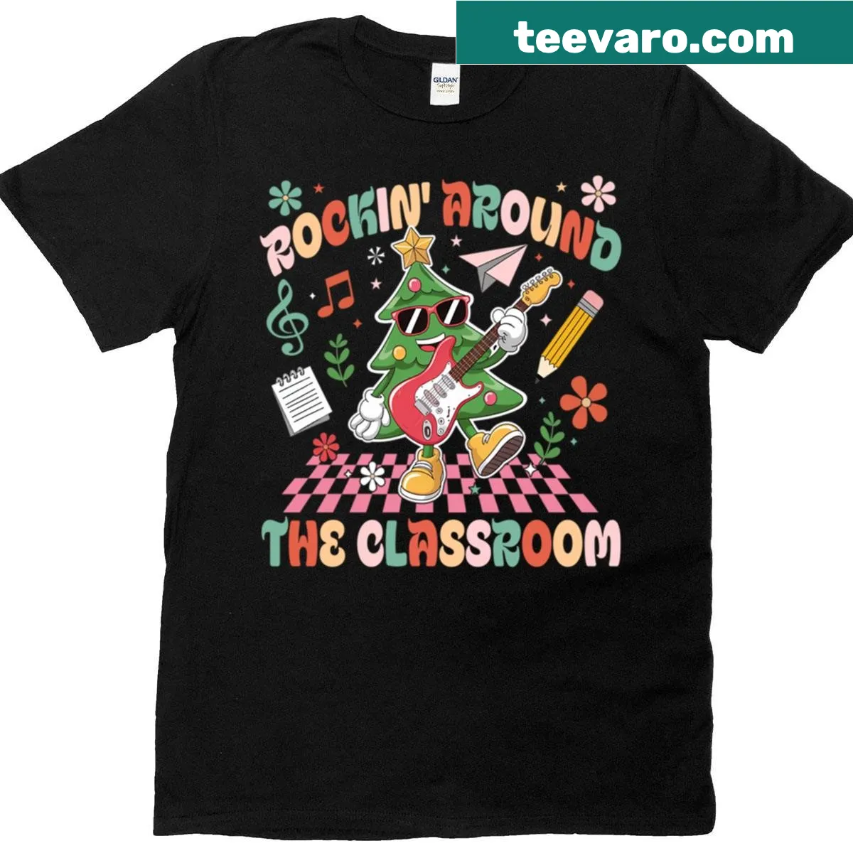 Cartoon Christmas tree design on a fun T-shirt — on a men's t-shirt