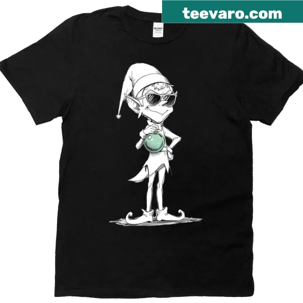 Minimalist T-shirt featuring a funny cool elf sketch.