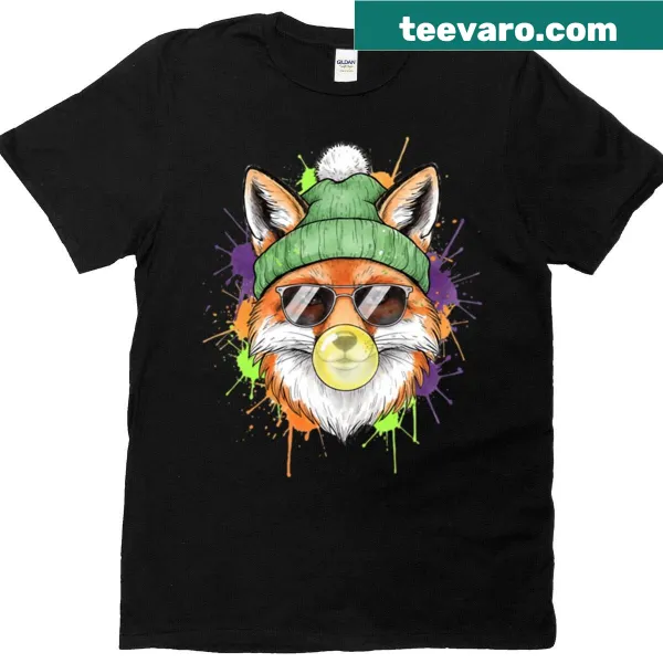 Cartoon reindeer blowing a bubble on a T-shirt