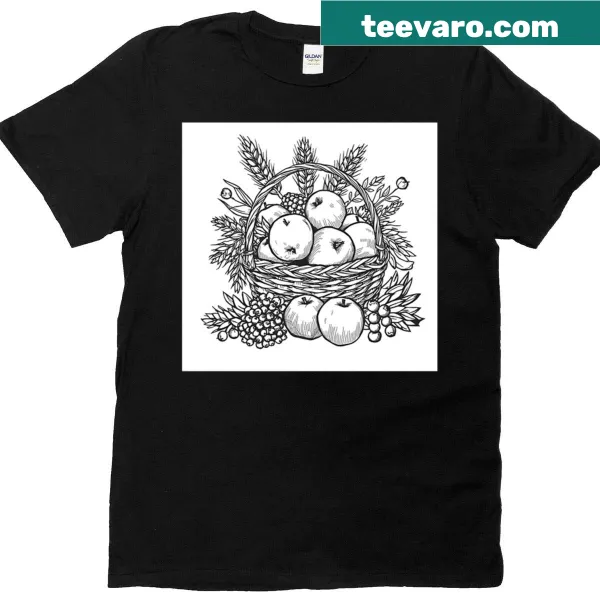 Cozy harvest basket design on a T-shirt