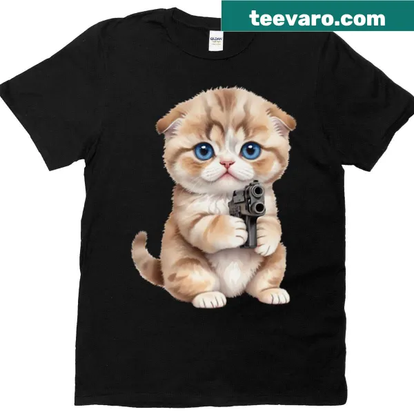 Oversized t-shirt featuring a crying Scottish Fold kitten
