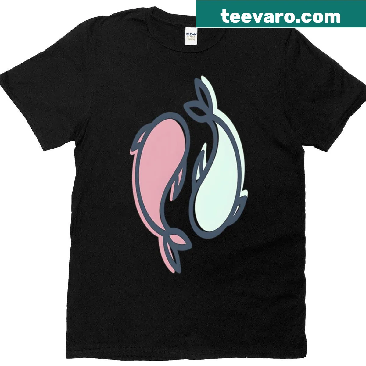 T-shirt with a cute cartoon Yin Yang fish design — on a men's t-shirt
