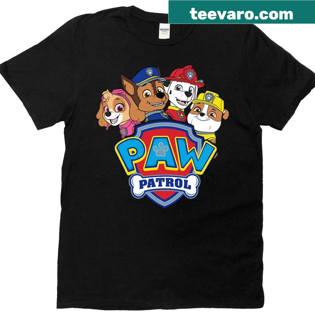 Cartoon police dogs in uniform on a funny T-shirt — on a men's t-shirt