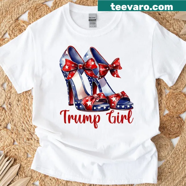 Cute Trump girl shirt with high heels and American flag design