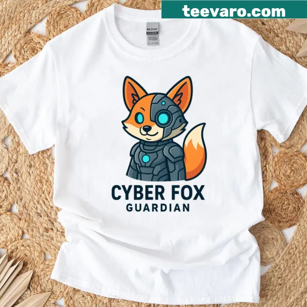 Futuristic neon fox illustration on an oversized T-shirt.