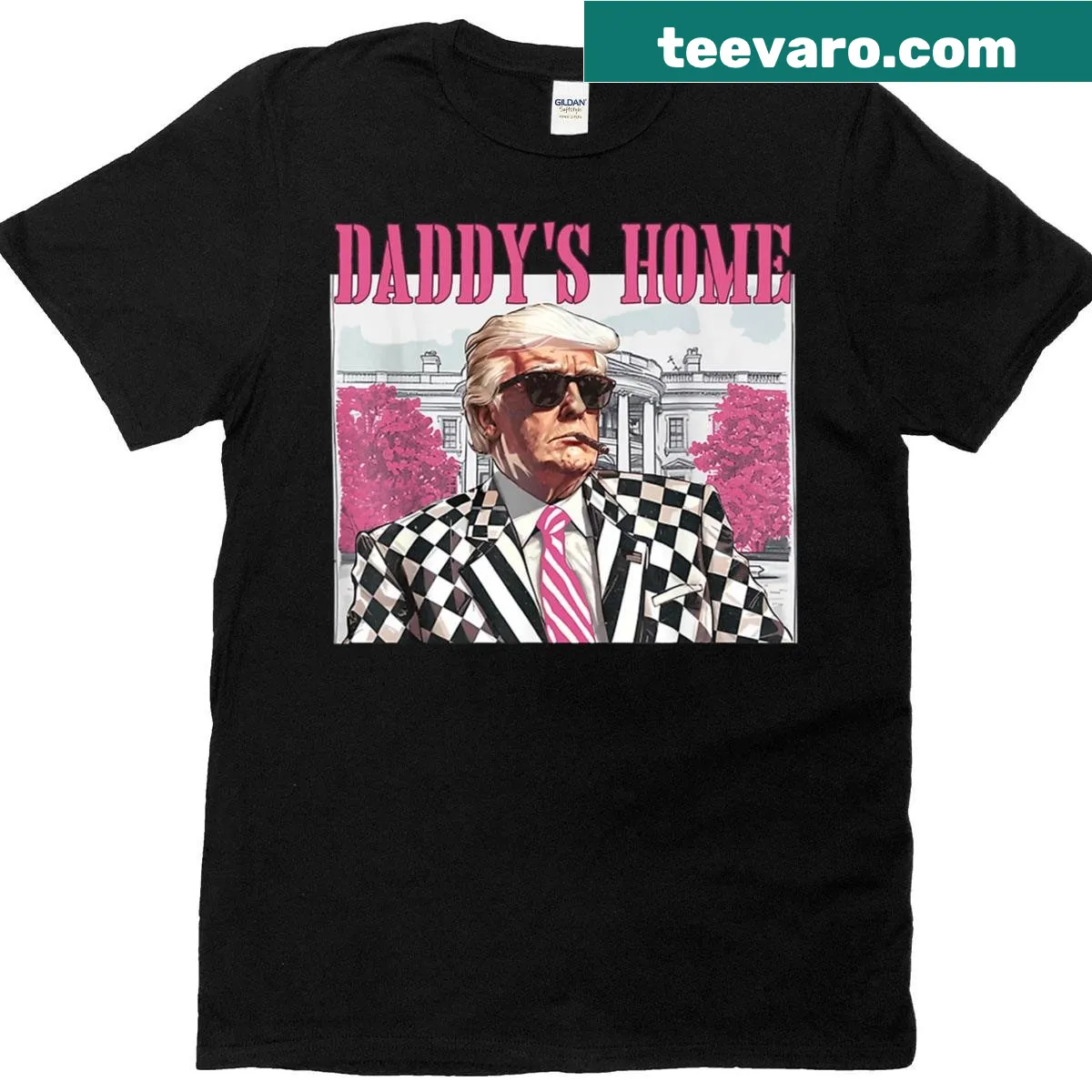 Trump 2024 T-shirt with the phrase 'Daddy's Home' in bold typography — on a men's t-shirt
