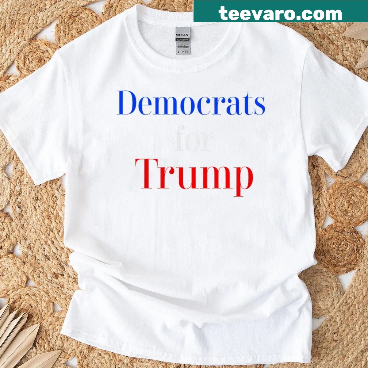 T-shirt with humorous Democrats for Trump graphic — on a men's t-shirt
