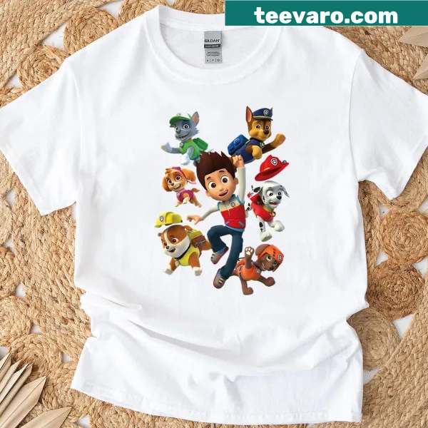 Cartoon dogs dressed as police officers on a t-shirt