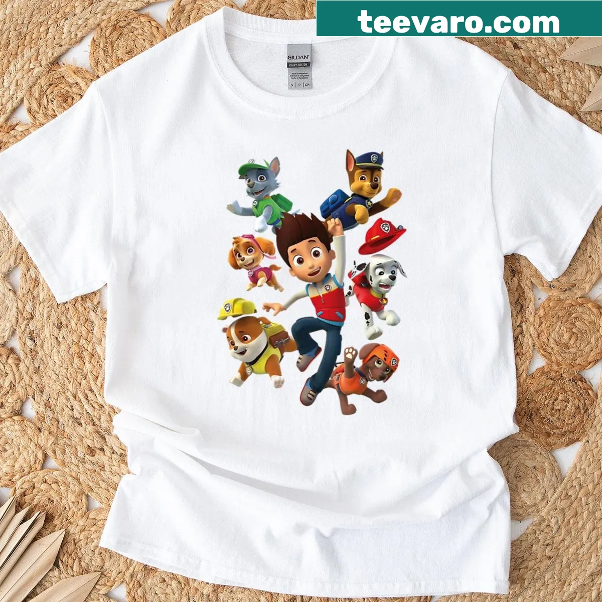 Cartoon dogs dressed as police officers on a t-shirt — on a men's t-shirt