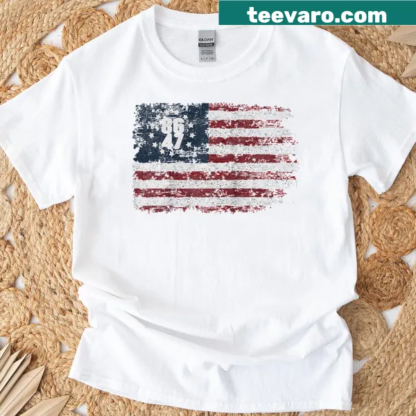 Vintage distressed T-shirt featuring Betsy Ross American graphic.