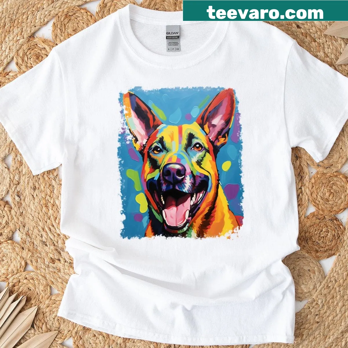 Illustration of a Belgian Malinois dog on a T-shirt. — on a men's t-shirt