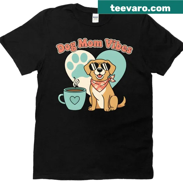 T-shirt with dog and coffee illustrations