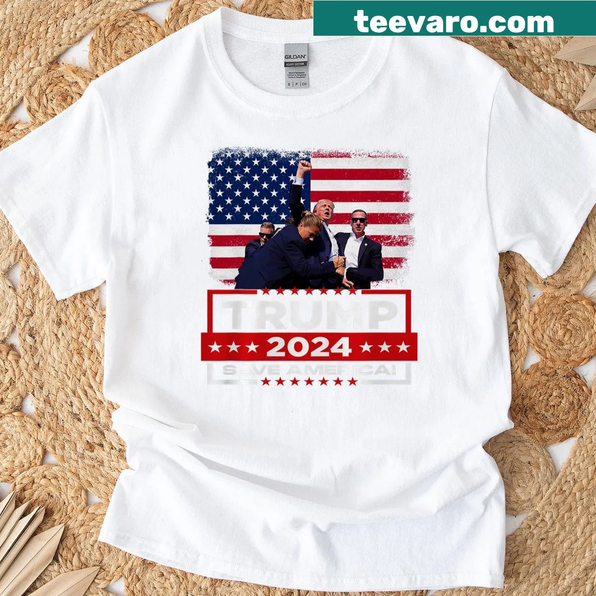T-shirt with Donald Trump 2024 survival graphic — on a men's t-shirt