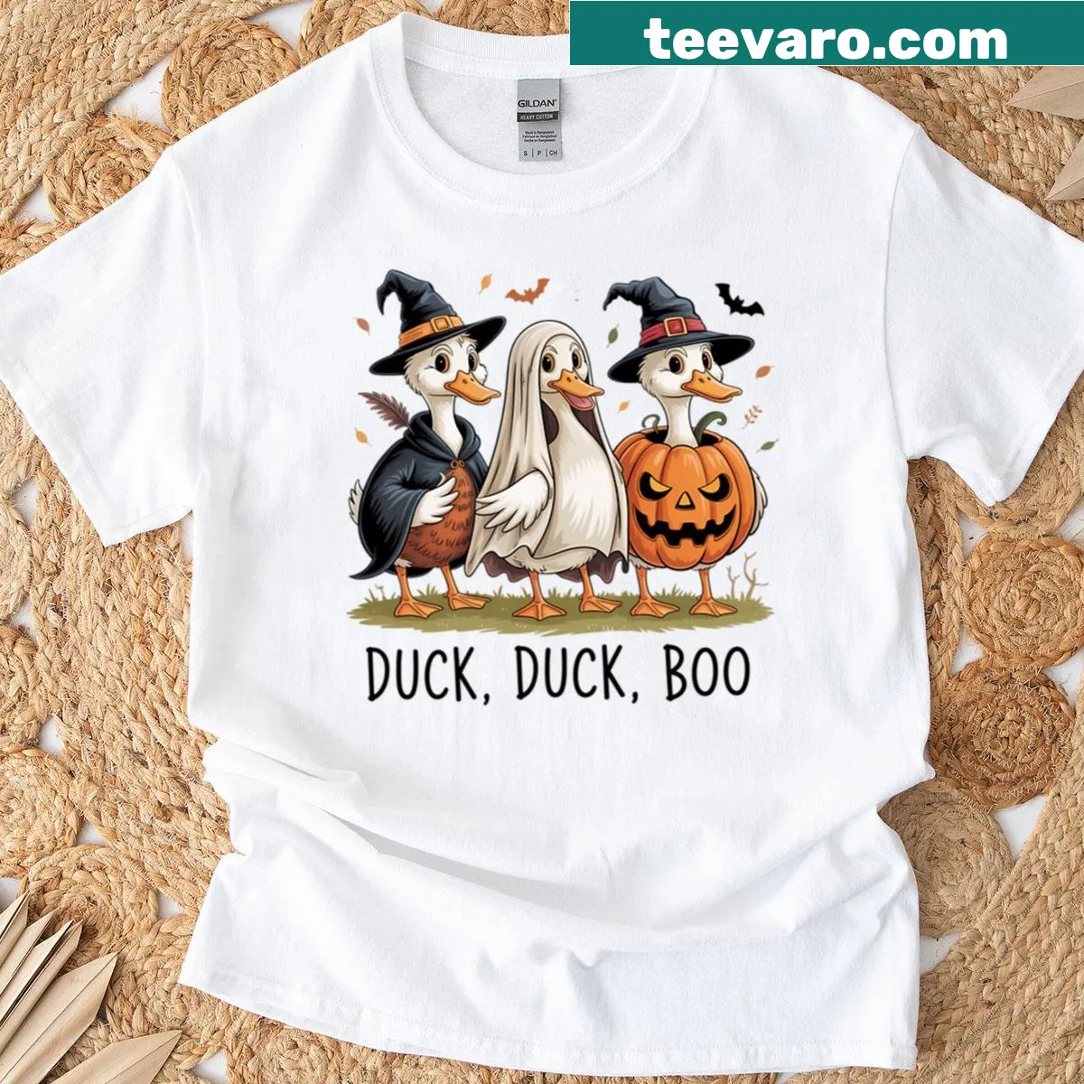 Oversized Halloween t-shirt with a cheerful ghost and festive designs — on a men's t-shirt